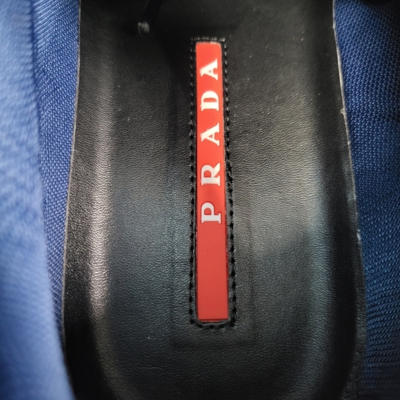 Prada Americas Cup Rubber-Trimmed Mesh Sneakers Blue/white..Size 40 - Picture 5 of 11